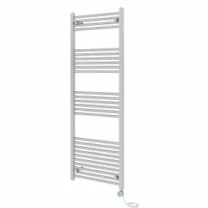 Rinse Bathrooms Prefilled Electric Thermostatic Heated Towel Rail Bathroom Radiator Straight with 800W Timer Chrome 1600x600mm