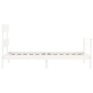 Berkfield Bed Frame with Headboard White Single Solid Wood