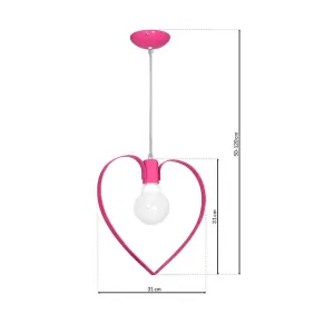 Milagro Amore Hot Pink Ceiling Lamp 1XE27 Hand Made Pendant With The Heart Shape Enveloping The Light Source