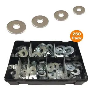 250 x Assorted Heavy Duty Washers, Imperial Table 4, Steel for Nuts & Bolts