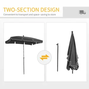 Outsunny Aluminium Sun Umbrella Parasol Patio Rectangular Tilt 2M x 1.3M Grey