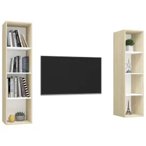 Berkfield Wall-mounted TV Cabinets 2 pcs White and Sonoma Oak Engineered Wood