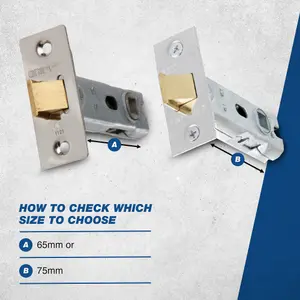 UAP 4 Sets 65mm Tubular Latch Square - Door Latches - Internal Doors Square Corners - Mortice Latch - 65mm - Evershine Brass