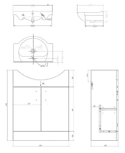 Aquarius View 650mm Vanity Unit and Close Coupled WC Toilet Set AQVW2562