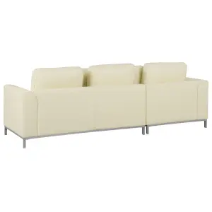 Right-Hand Corner Sofa with Ottoman OSLO Beige Leather Right Hand