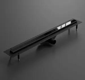 Linear shower drain channel in Black Polished stainless steel