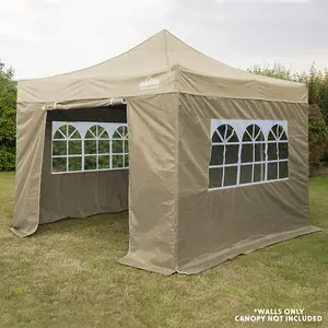 Side Walls Door & Windows for 3x3m Pop-Up Gazebo - BEIGE - Garden Party Tent