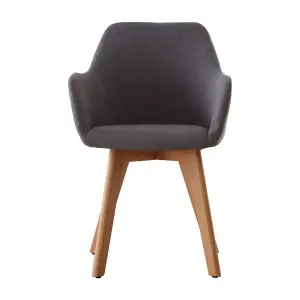 Interiors by Premier Grey Fabric Chair With Wood Legs, Backrest Dining Chair, Easy to Clean Accent Office Chair