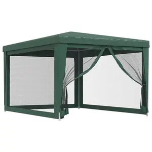 Berkfield Party Tent with 4 Mesh Sidewalls Green 3x4 m HDPE