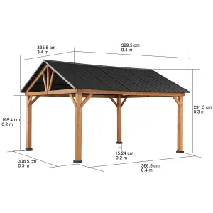 Sunjoy Cedar Wood Gazebo Todi - 399 cm x 335 cm Anthracite