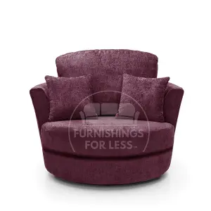 Monaco Chenille Fabric Swivel Chair 360 Rotation Foam Purple