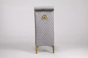 A Pair of Velvet Dining Chairs with Golden Legs in Grey