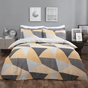 Textured Geometric Duvet Cover with Pillowcase