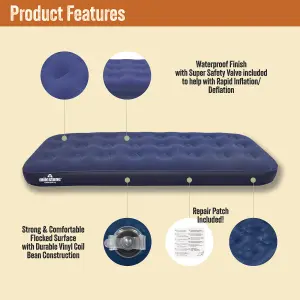 Milestone Camping 88000 Single Flocked Airbed