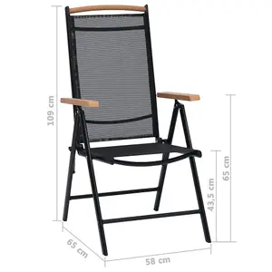 Berkfield Folding Garden Chairs 2 pcs Aluminium and Textilene Black