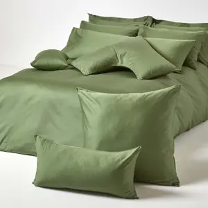 Homescapes Moss Green Continental Pillowcase Organic Cotton 400 TC, 40 x 40cm