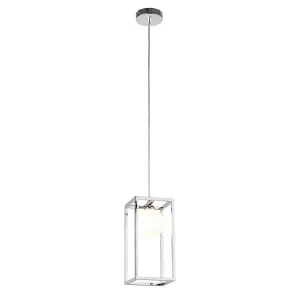 Luminosa Industrial And Retro Hanging Pendant Chrome 1 Light  with Glass Shade, G9