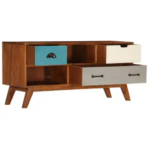 Berkfield TV Cabinet with 3 Drawers 110x35x50 cm Solid Acacia Wood