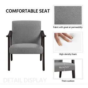 Yaheetech Dark Grey Modern Fabric Accent Armchair with Rubber Wood Legs