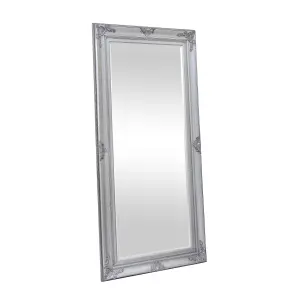 Melody Maison Extra Large Ornate Silver Wall/Leaner Mirror 100cm x 200cm