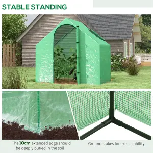 Outsunny Walk-In Portable Greenhouse Mini Grown House Steel Frame Window Green