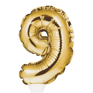 Creative Party 9 Inflatable Balloon Cake Topper Gold (One Size)