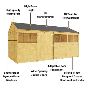 BillyOh Expert Tongue and Groove Reverse Apex Workshop - Pressure Treated - 16x8 - Windowed