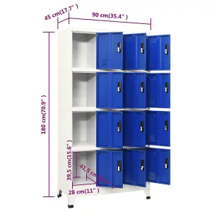 Berkfield Locker Cabinet Grey and Blue 90x45x180 cm Steel