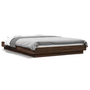 Berkfield Bed Frame without Mattress Brown Oak 140x200 cm