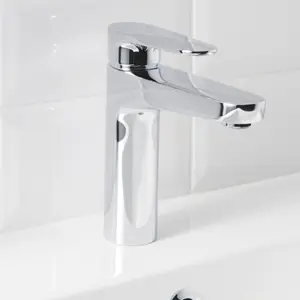 GoodHome Cavally Tall Chrome effect Round Basin Mono mixer Tap