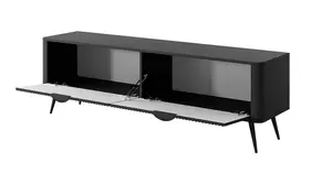 Lante Modern Black TV Cabinet 1630mm H510mm D380mm with Two Pull-Down Doors and Two Closed Compartments