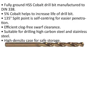 10 Pack 8.5mm HSS Cobalt Drill Bits - Durable and Clog-Free Performance