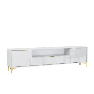 TV Unit 200cm Modern  Luxury Stand Cabinet White High Gloss