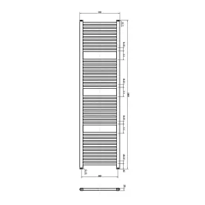 Triton Black Heated Towel Rail - 1800x500mm