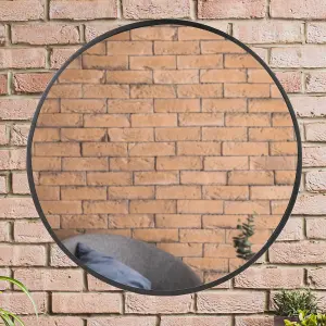 Contemporary Large Circular Iron Decorative Wall Mounted Mirror Outdoor Garden Framed Mirror 90cm