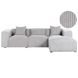 Corner Sofa DOLVA Light Grey Corduroy Left Hand