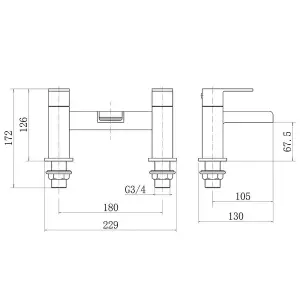 Rinse Bathrooms Modern Monobloc Bathroom Sink Mixer Faucet and Tub Filler Tap