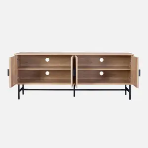 sweeek. 157.5cm TV stand with storage Bazalt Light wood 157.5x39x60 cm