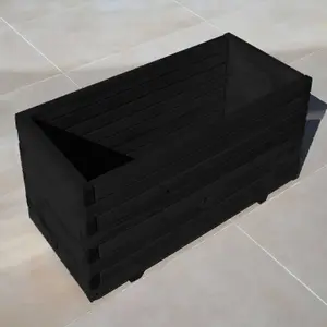 70cm Black Pine Raised Wooden Trough Planter