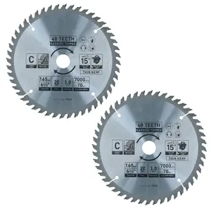 Circular Saw Blade 165mm x 16 / 20mm 48 Teeth TCT Cutting Disc Wood 2pc