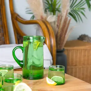 Nicola Spring - Merzouga Recycled Glass Tumblers with Jug - Green