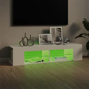 vidaXL TV Cabinet with LED Lights High Gloss White 135x39x30 cm