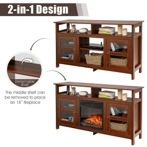 Costway TV Stand for 65" TV Fireplace TV Stand Entertainment Center Storage Cupboard