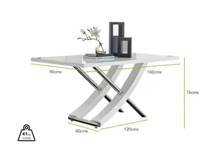 Furniturebox UK 6 Seater Dining Set - Mayfair High Gloss White Chrome Dining Table and Chairs - 6 White Faux Leather Isco Chairs