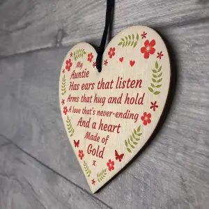 Mothers Day Birthday Gift For Auntie Wooden Heart Love Gift For Niece Nephew Keepsake