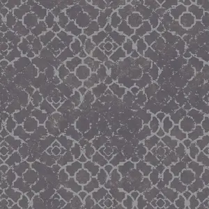 Galerie Emporium Purple Silver Aged Quatrefoil Embossed Wallpaper