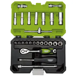 Draper Expert Metric Socket Set, 1/4" Sq. Dr., Green 25 Piece 4463