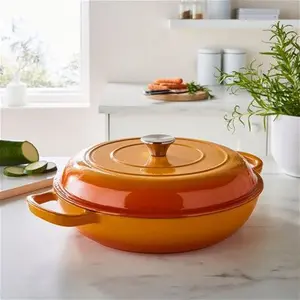 Dunelm Cast Iron Casserole Dish 3L, Orange