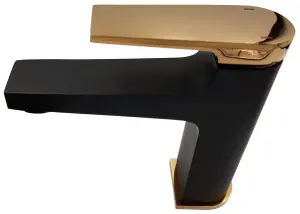 Invena Black/Rose Gold Brass Bathroom Basin Faucet Mixer Tap + Click-Clack Plug