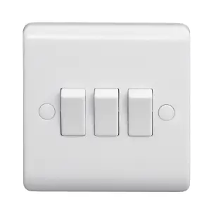 LAP White 10A 2 way 3 gang Raised slim Light Switch